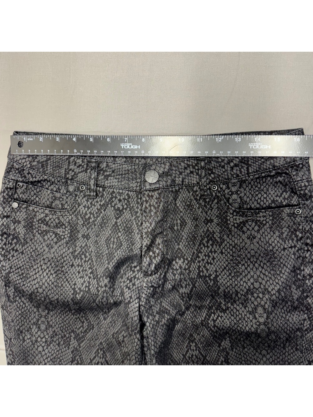 Liverpool Womens Beatles Snakeskin Print Pants Size 12 Gray Python Stretch - Picture 4 of 11